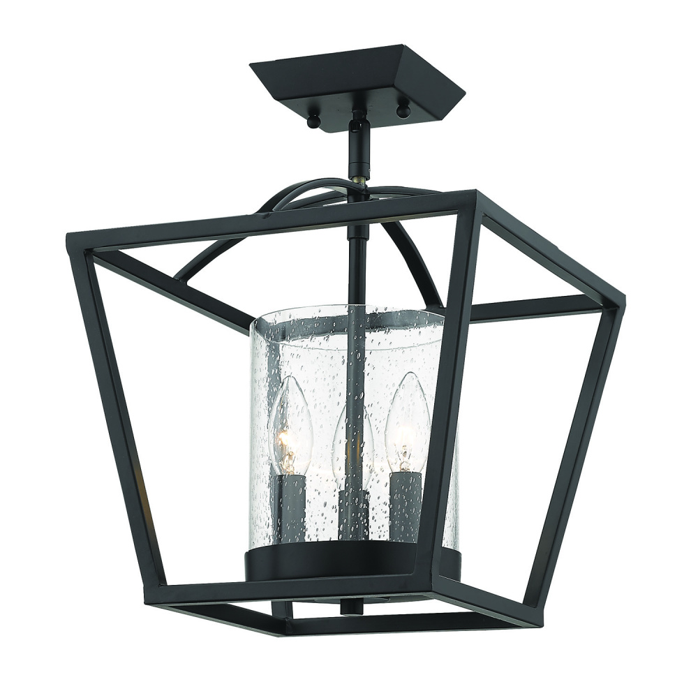 Golden Lighting Mercer 3-light Semi-Flush Mount in Matte Black